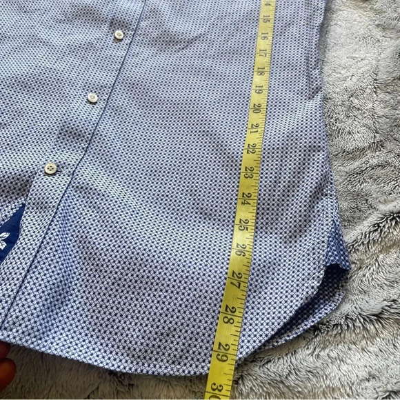 Ted Baker Dress Shirt Men 32/33 Blue Pattern Neck 14.5 Button Up Long Sleeve - Picture 13 of 14